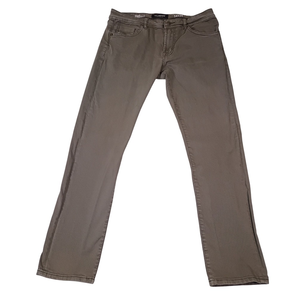 Liverpool Los Angeles Mens Relaxed Straight Leg Pants Grey 34x34 Fit 34x32